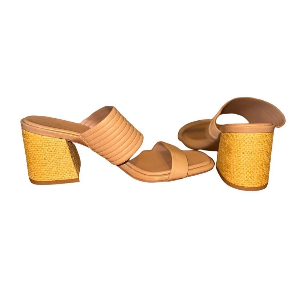 Caslon Tan Leather Block Heel Mule Sandals Open Toe Slide Size 10 NWOB - Picture 2 of 7